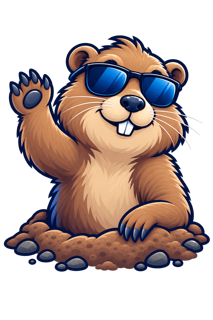 Drainology the groundhog waving hello